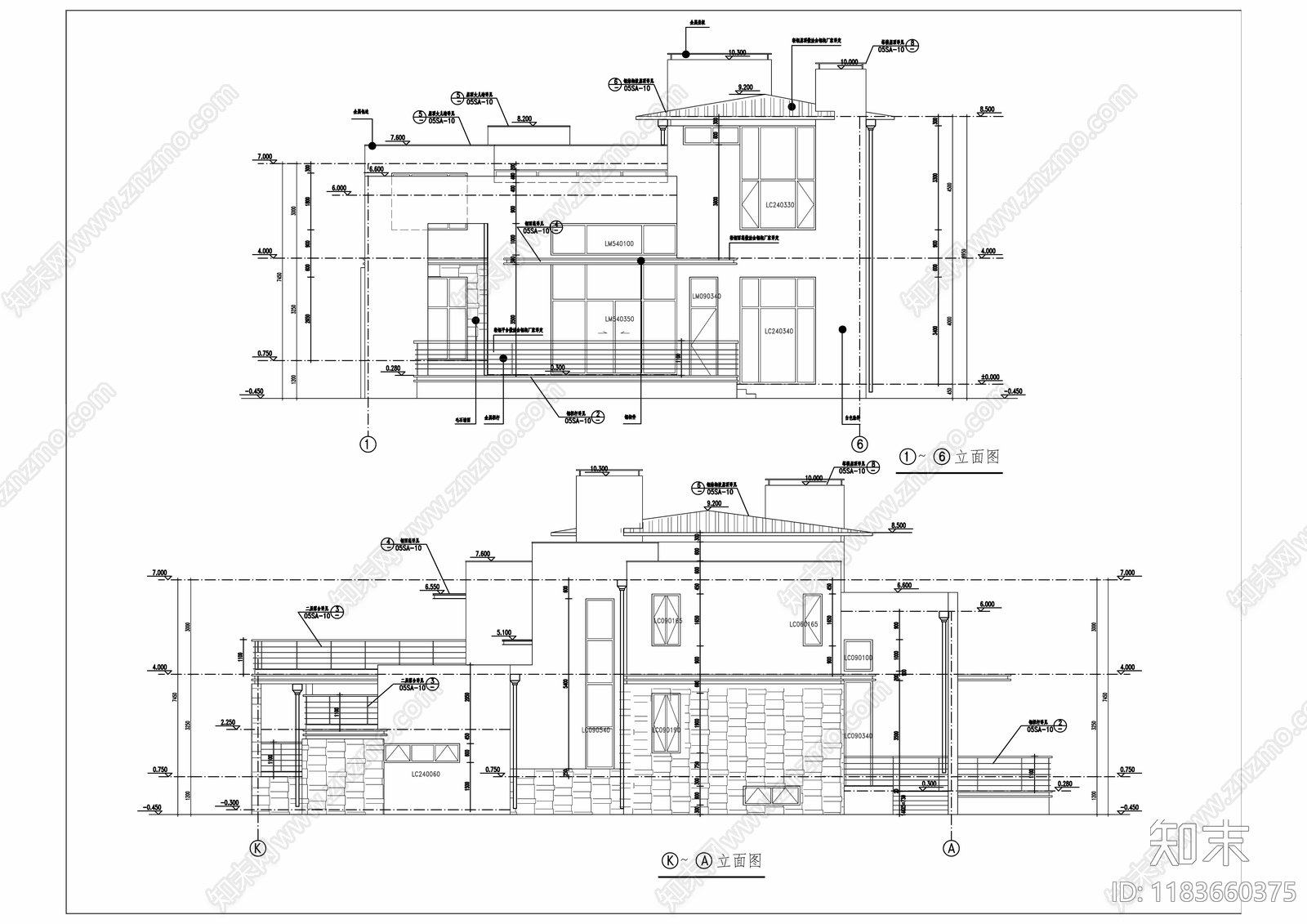 意式别墅建筑cad施工图下载【ID:1183660375】