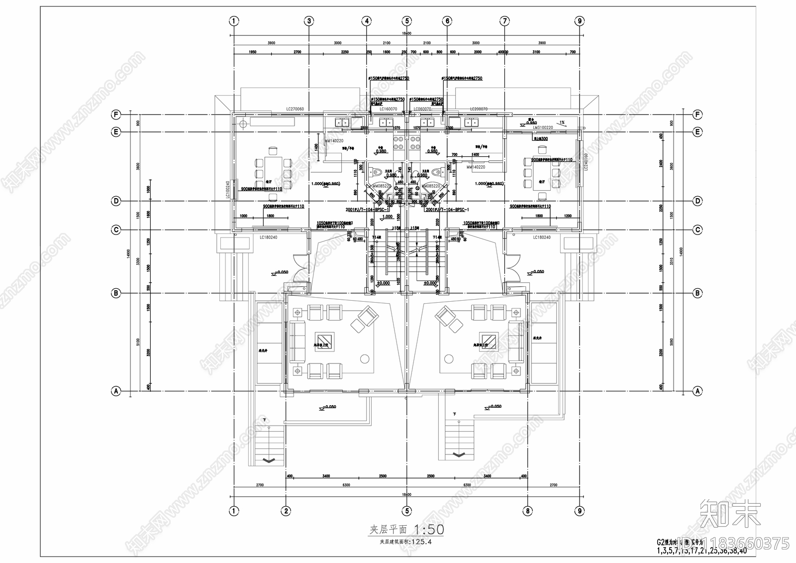 意式别墅建筑cad施工图下载【ID:1183660375】