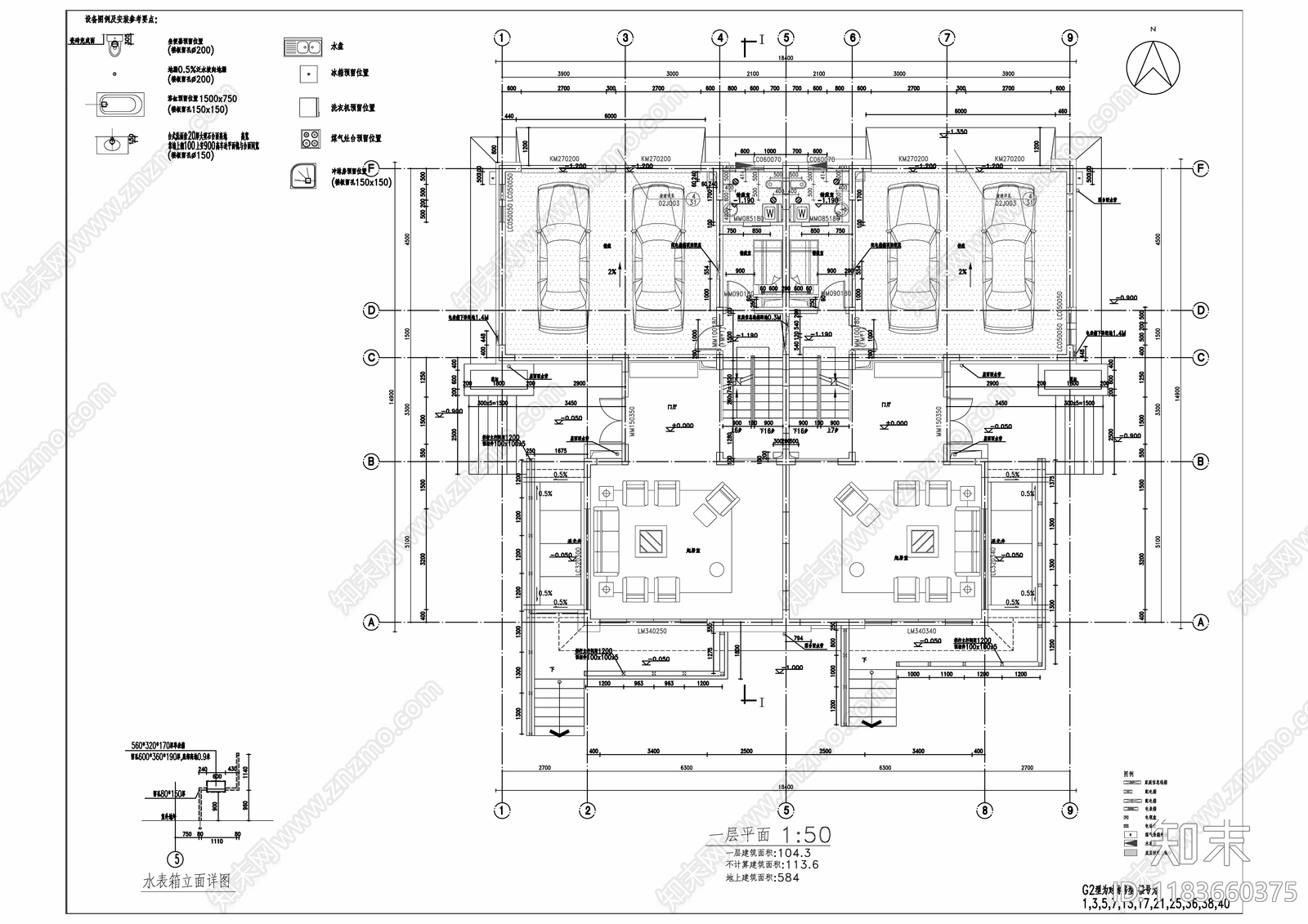 意式别墅建筑cad施工图下载【ID:1183660375】