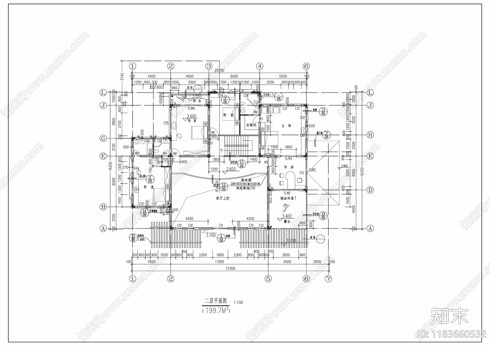 意式别墅建筑cad施工图下载【ID:1183660532】