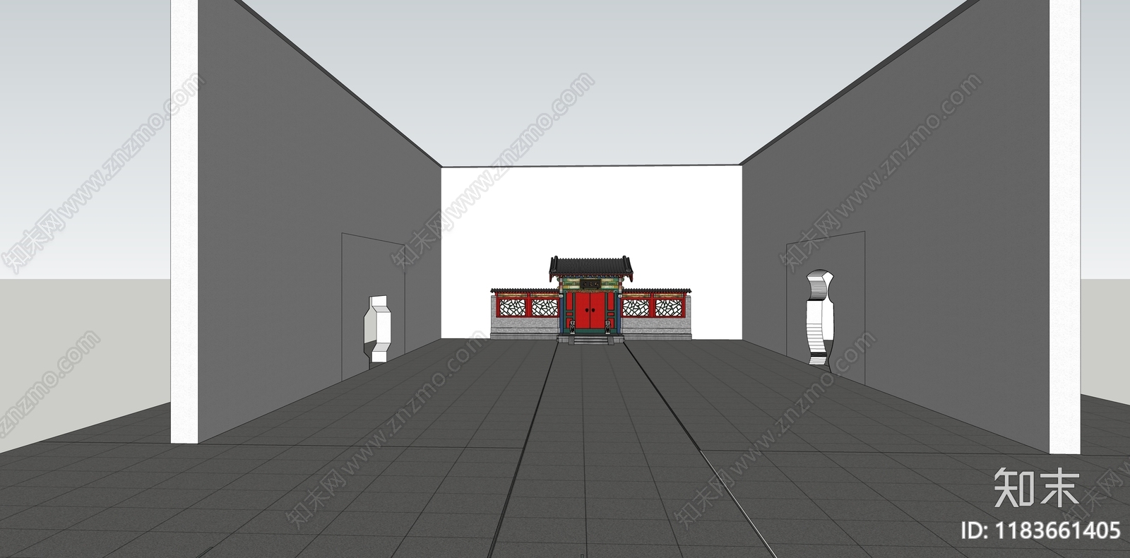 中式风格建筑SU模型下载【ID:1183661405】