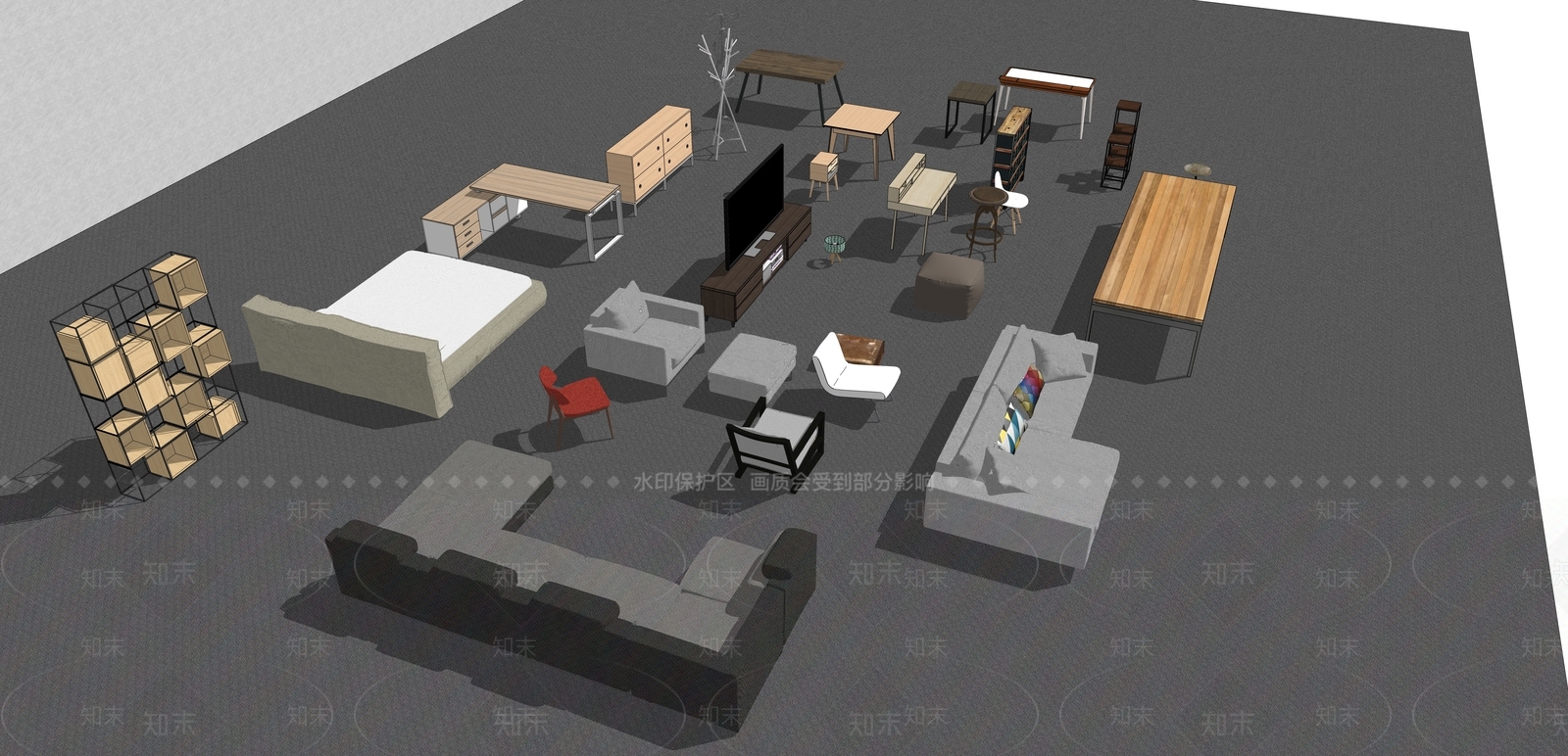 现代双人沙发SU模型下载【ID:1183662774】