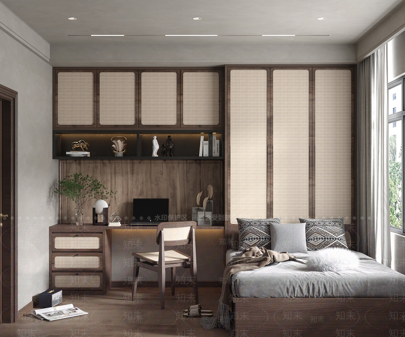 现代榻榻米卧室3D模型下载【ID:1183665431】