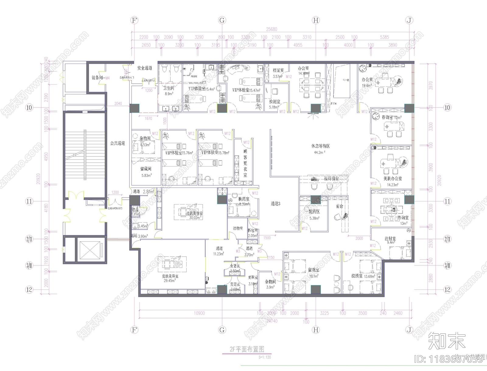 现代美容院cad施工图下载【ID:1183667059】