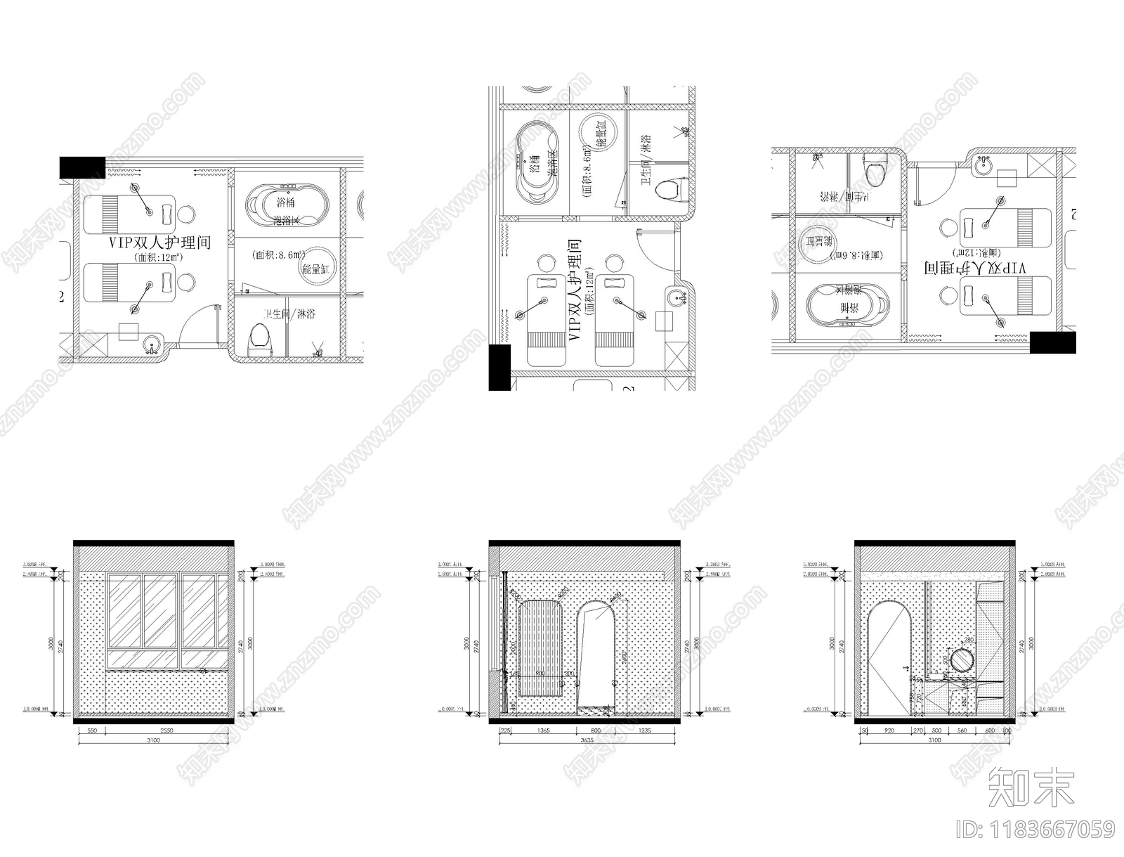 现代美容院cad施工图下载【ID:1183667059】