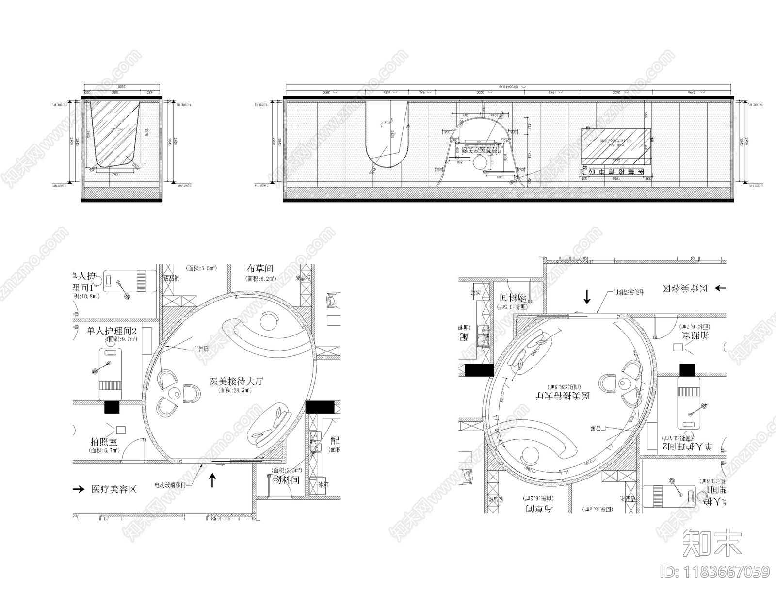 现代美容院cad施工图下载【ID:1183667059】