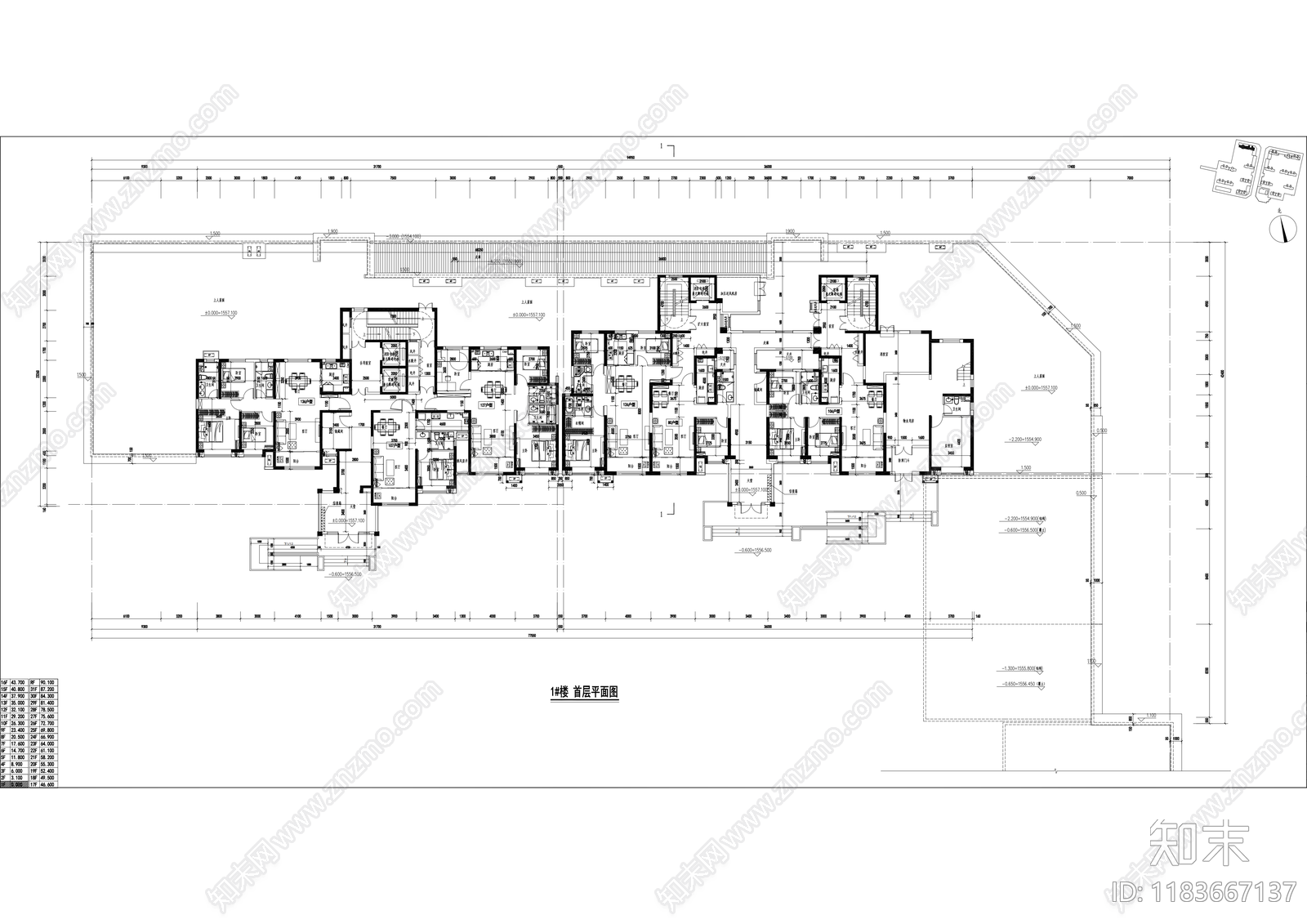 现代住宅楼建筑cad施工图下载【ID:1183667137】