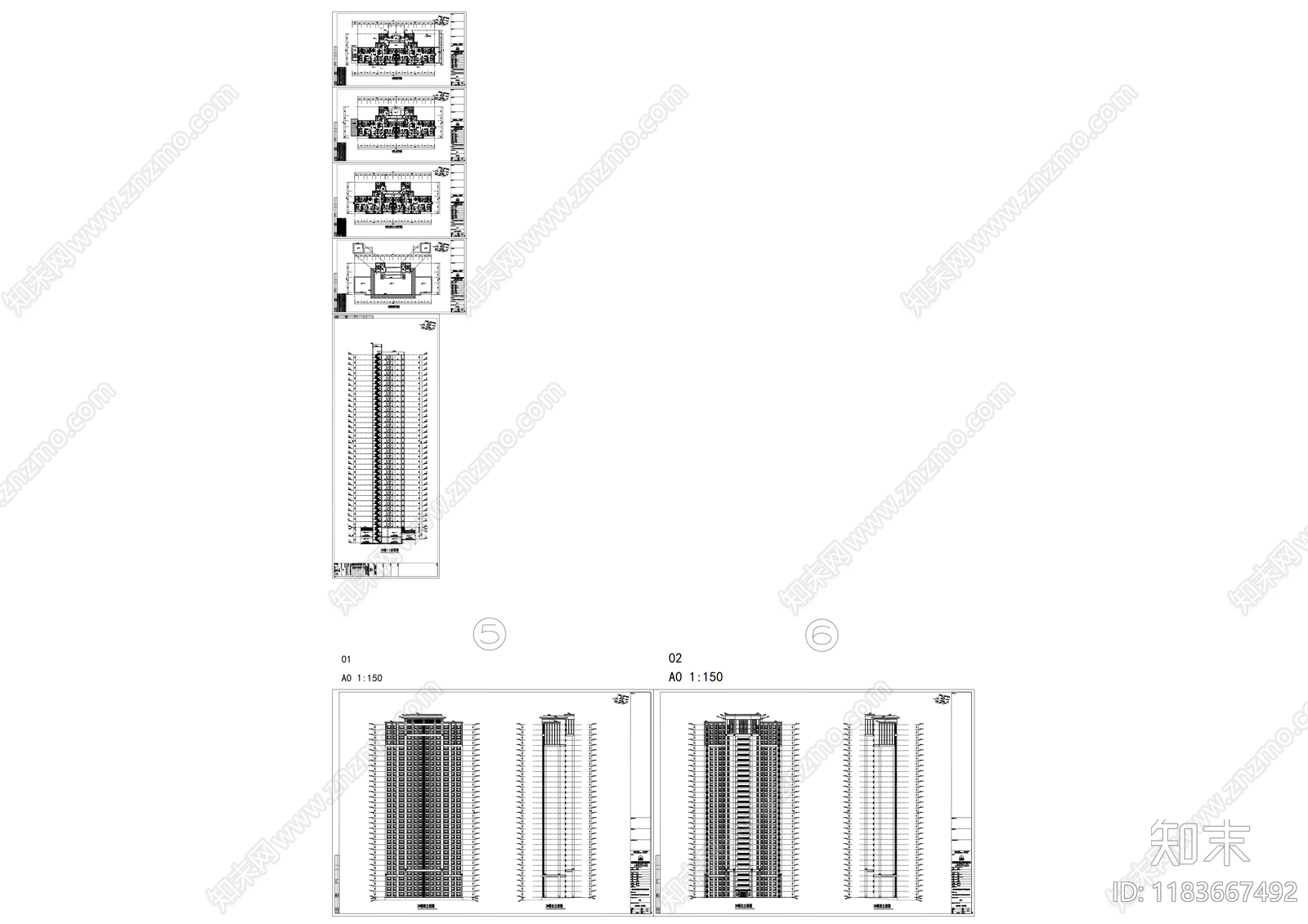 现代住宅楼建筑cad施工图下载【ID:1183667492】