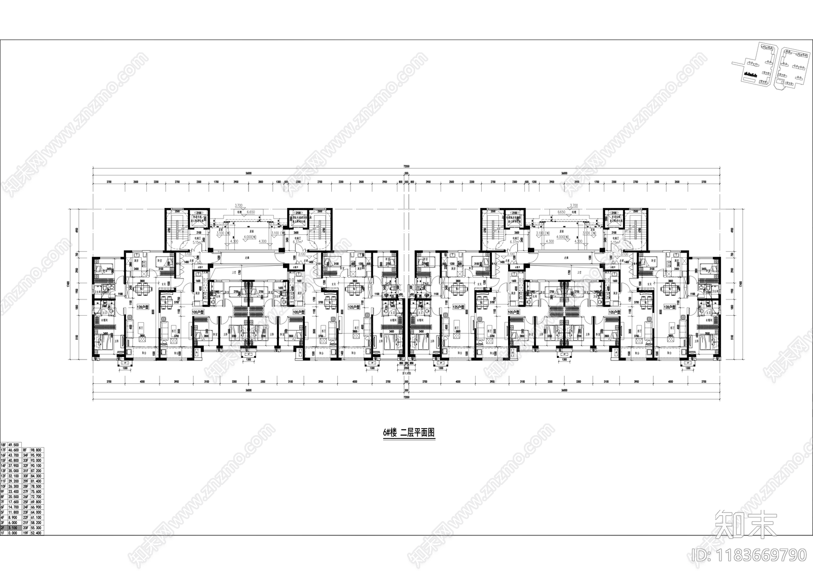 现代住宅楼建筑cad施工图下载【ID:1183669790】