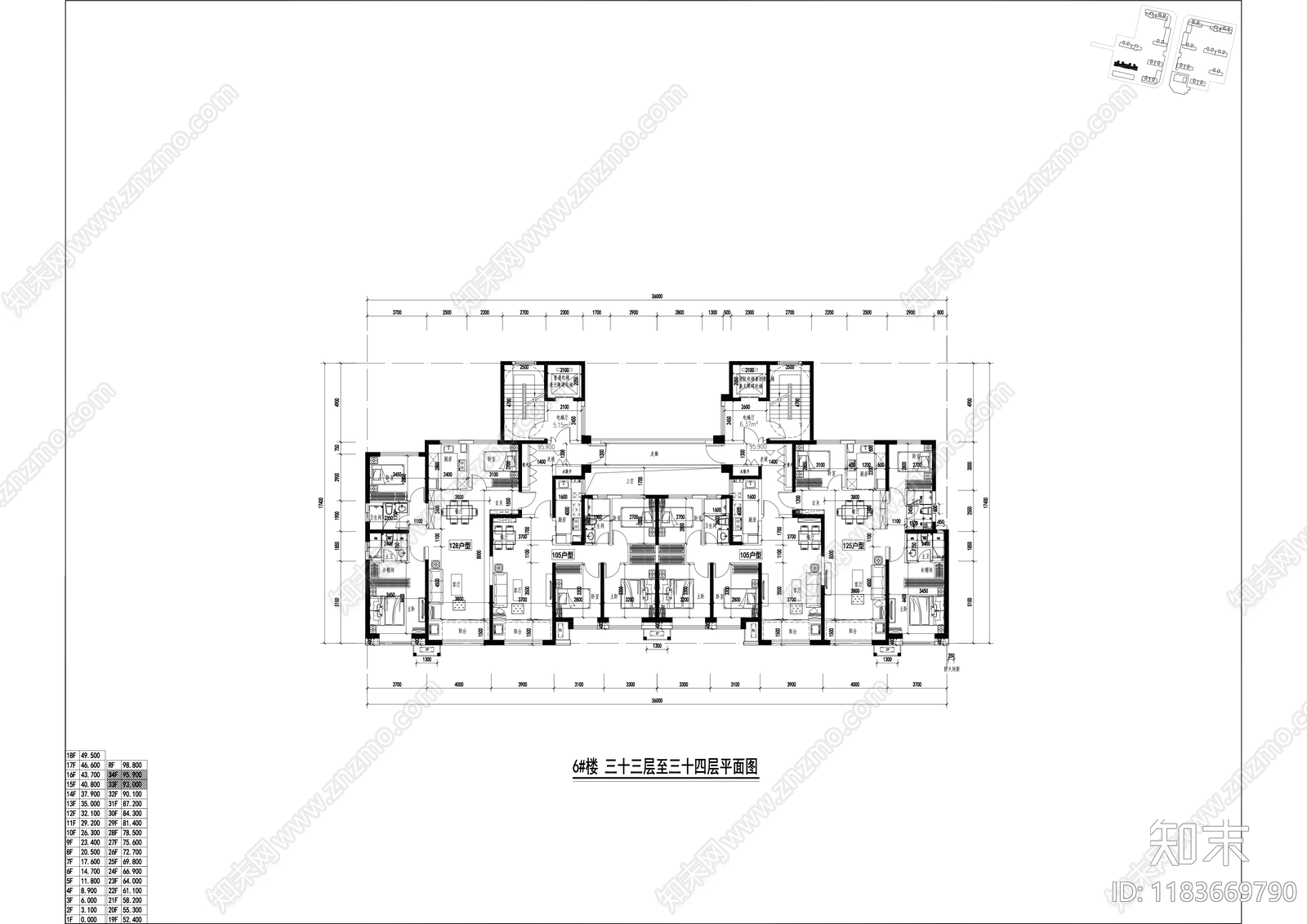 现代住宅楼建筑cad施工图下载【ID:1183669790】