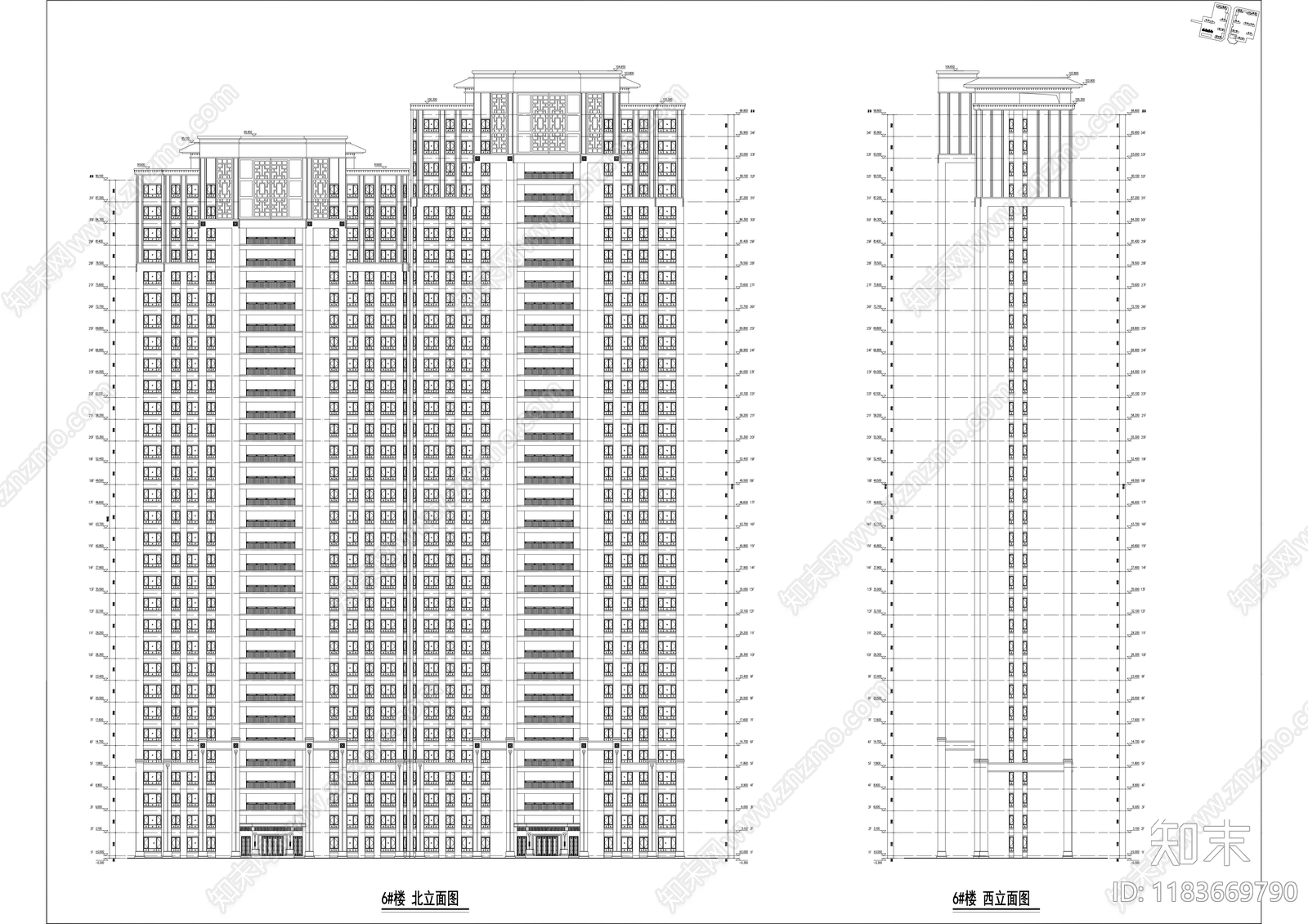 现代住宅楼建筑cad施工图下载【ID:1183669790】