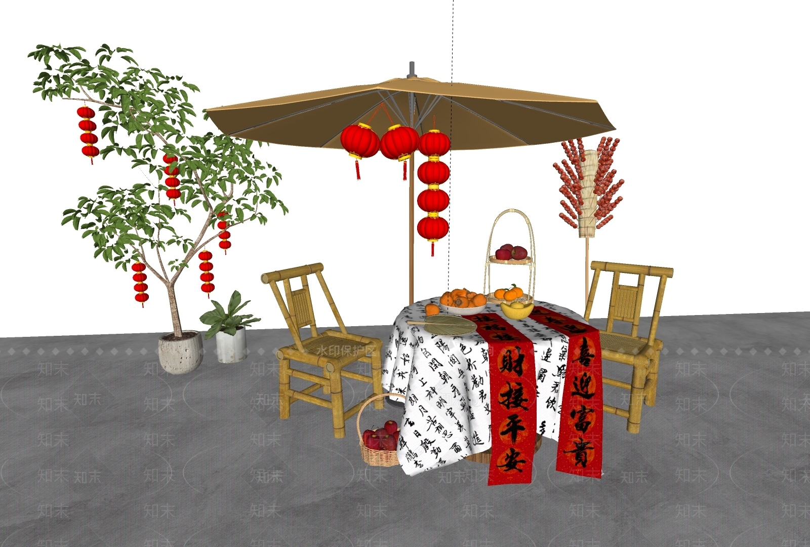 中式美陈SU模型下载【ID:1183671677】