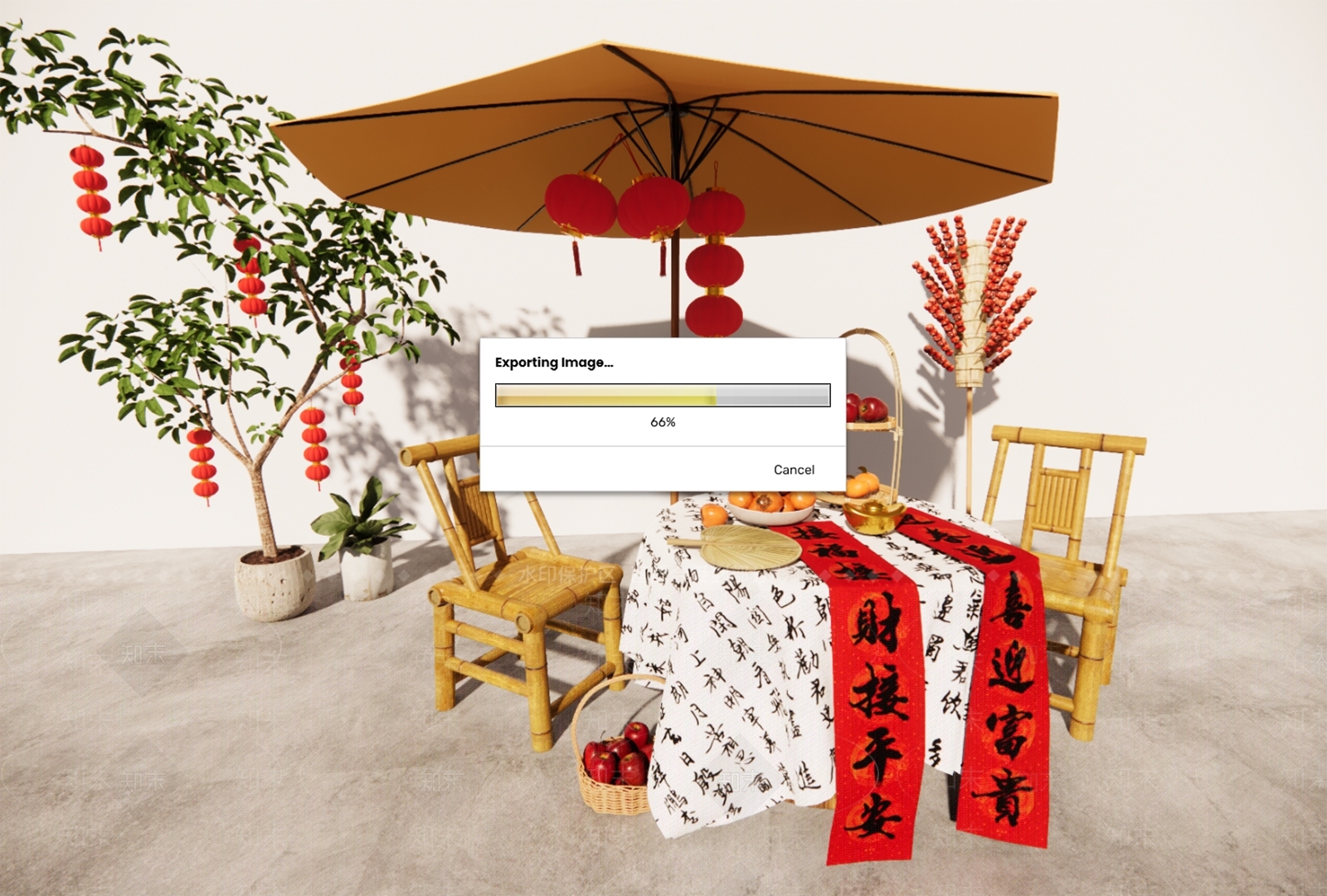 中式美陈SU模型下载【ID:1183671677】