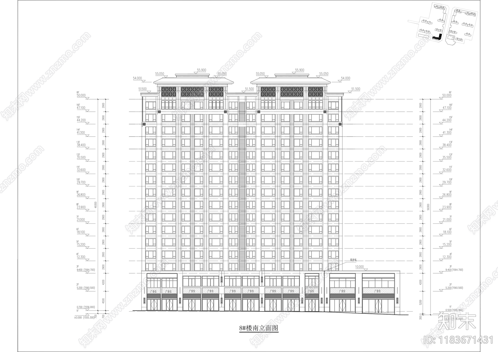 现代商业街cad施工图下载【ID:1183671431】