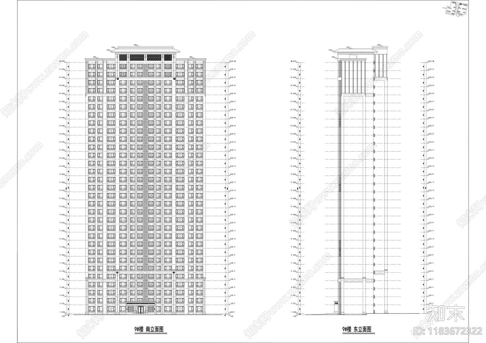 现代住宅楼建筑cad施工图下载【ID:1183672322】