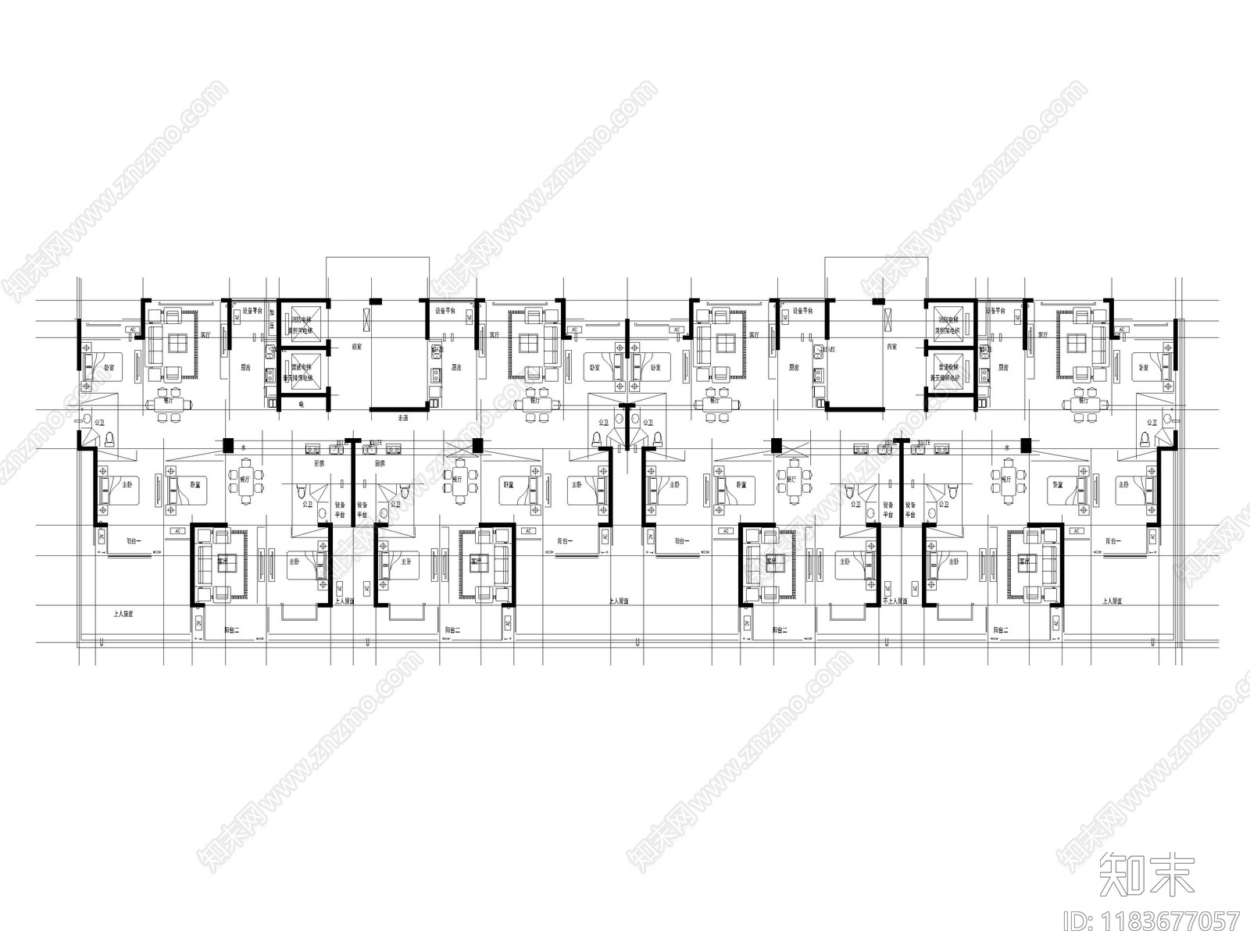 现代宿舍cad施工图下载【ID:1183677057】