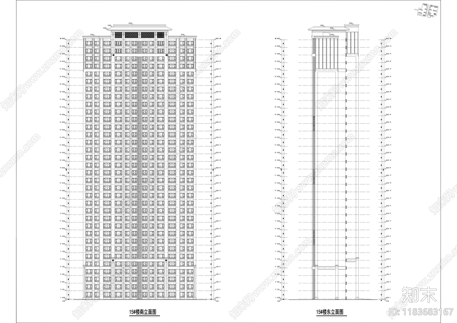 现代住宅楼建筑cad施工图下载【ID:1183683167】