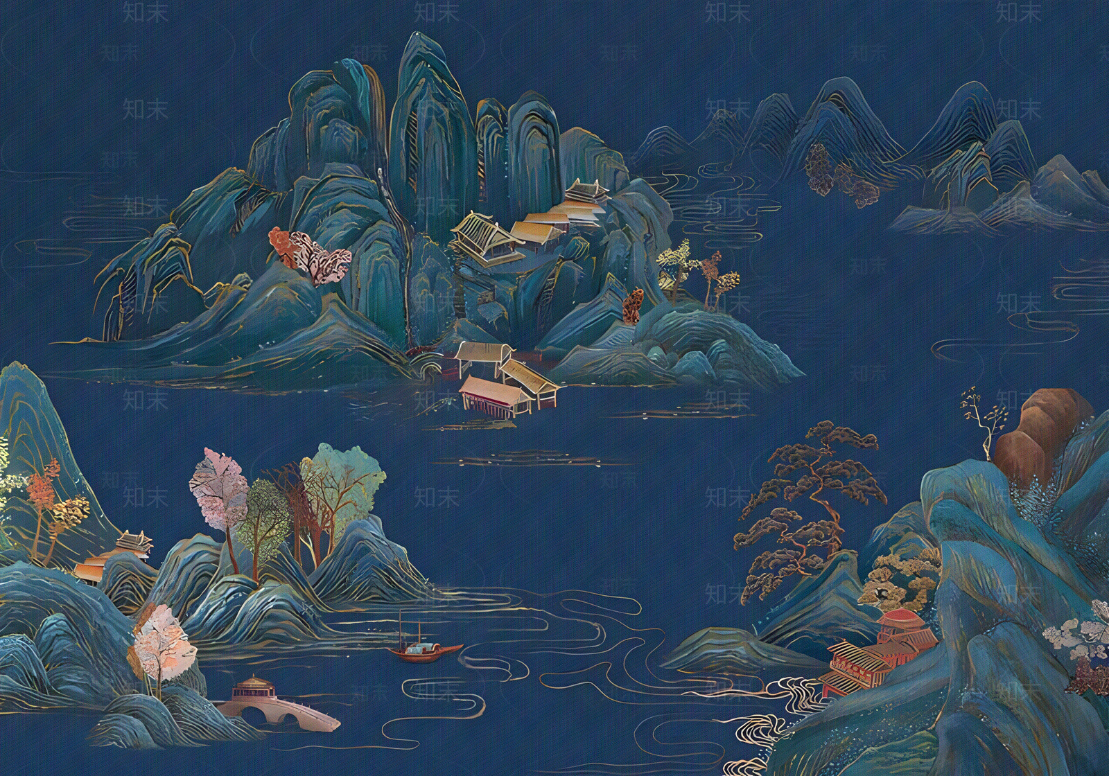 新中式中式壁画贴图下载【ID:1183683610】