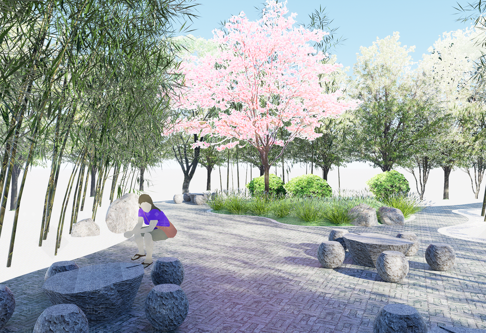 现代景观公园SU模型下载【ID:1183684301】