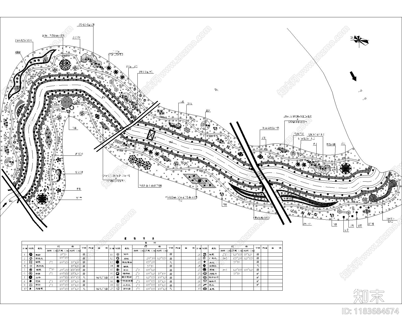 现代公园景观cad施工图下载【ID:1183684674】