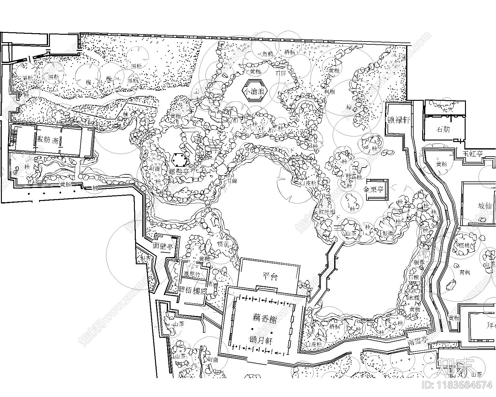 现代公园景观cad施工图下载【ID:1183684674】