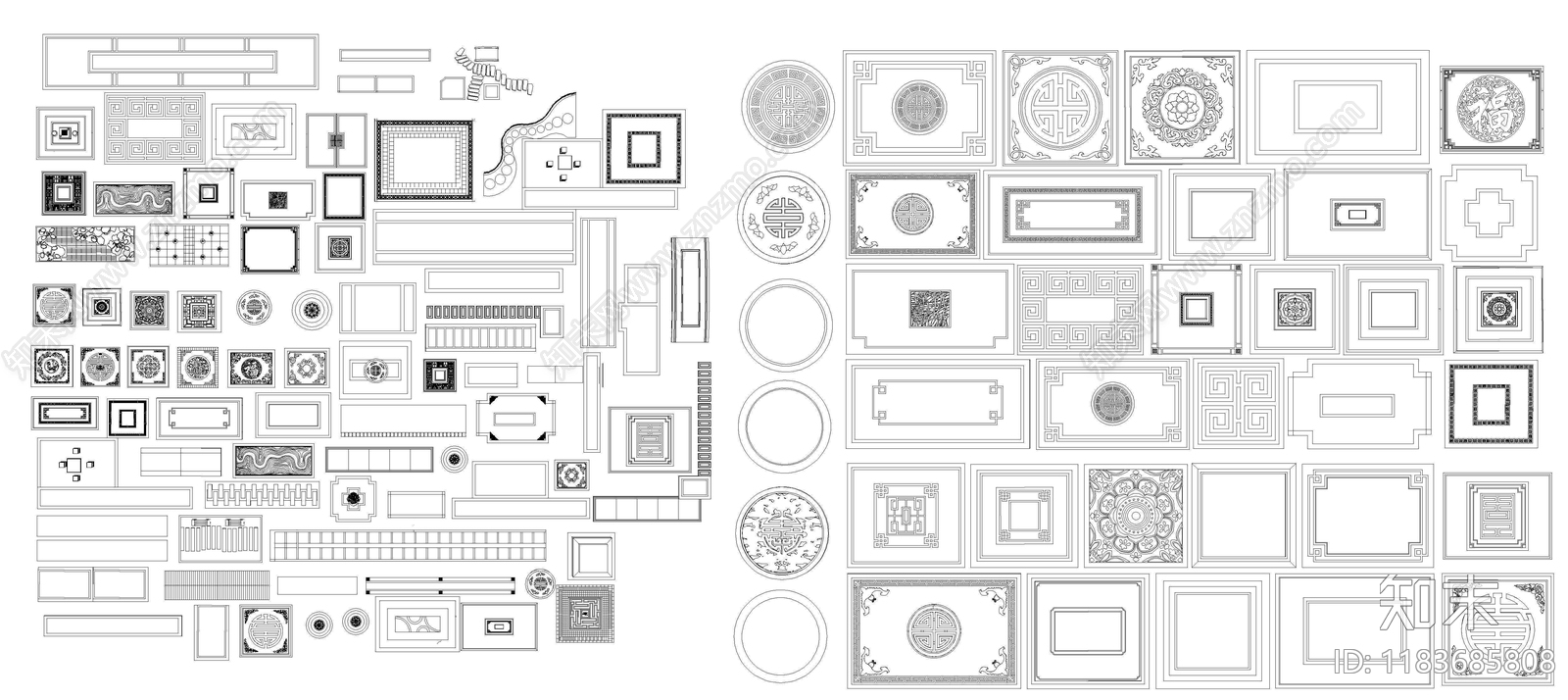 新中式地面拼花施工图下载【ID:1183685808】