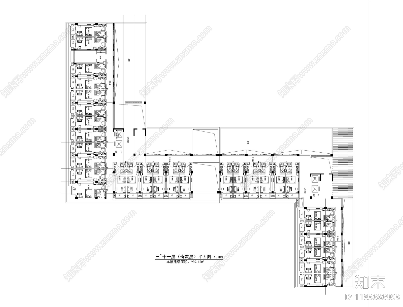 现代公寓cad施工图下载【ID:1183686993】