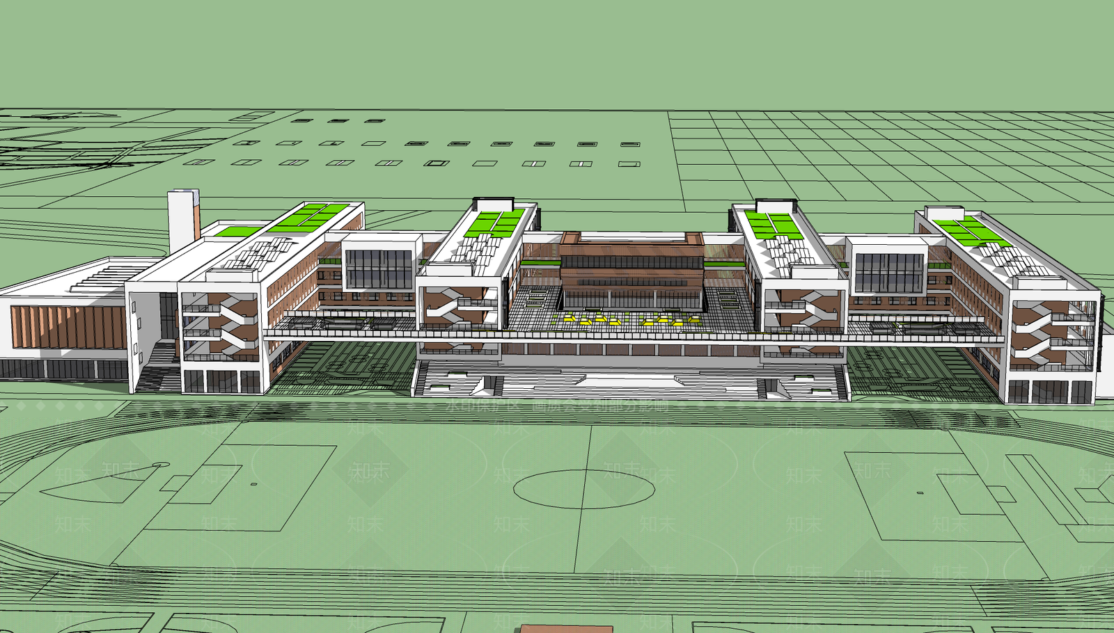 现代学校建筑SU模型下载【ID:1183687052】