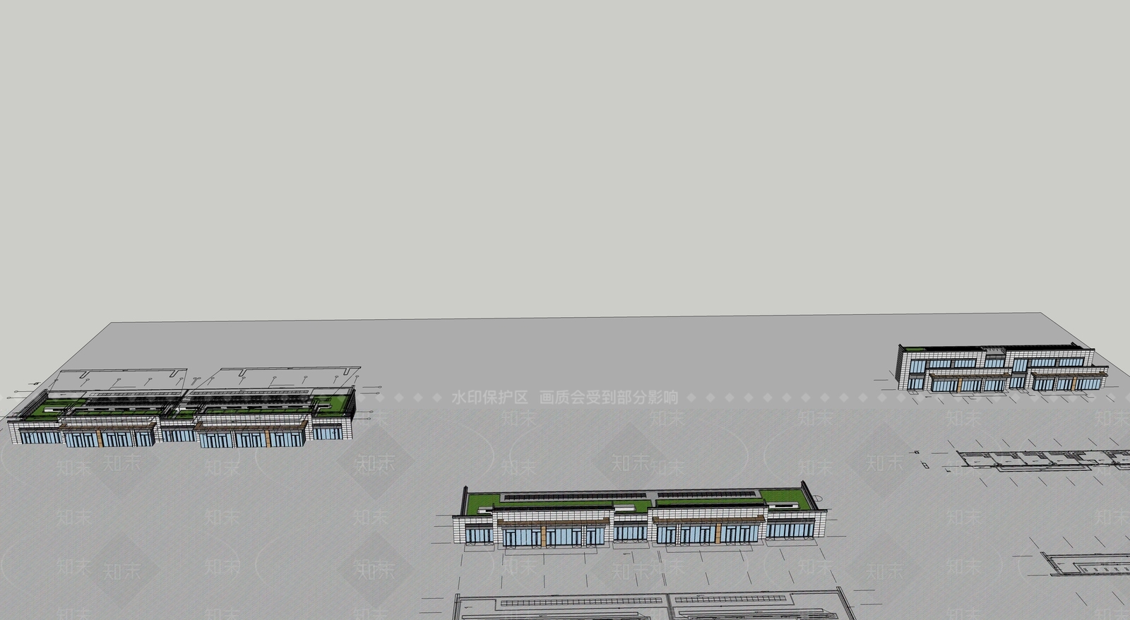 新中式现代商业街SU模型下载【ID:1183687036】