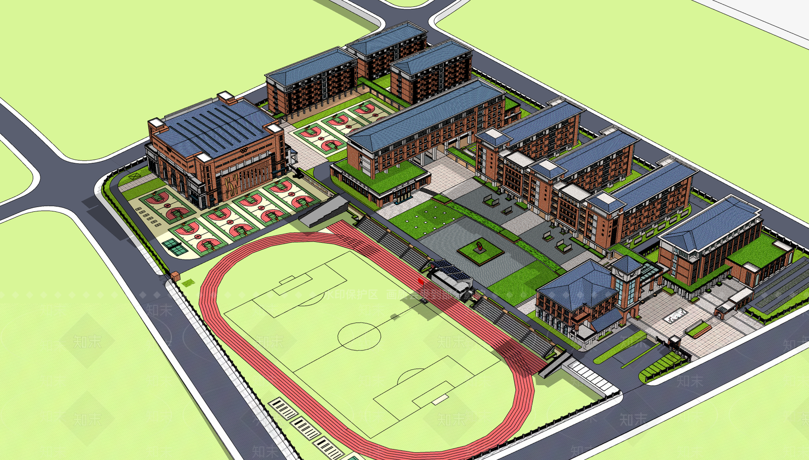 现代学校建筑SU模型下载【ID:1183687473】
