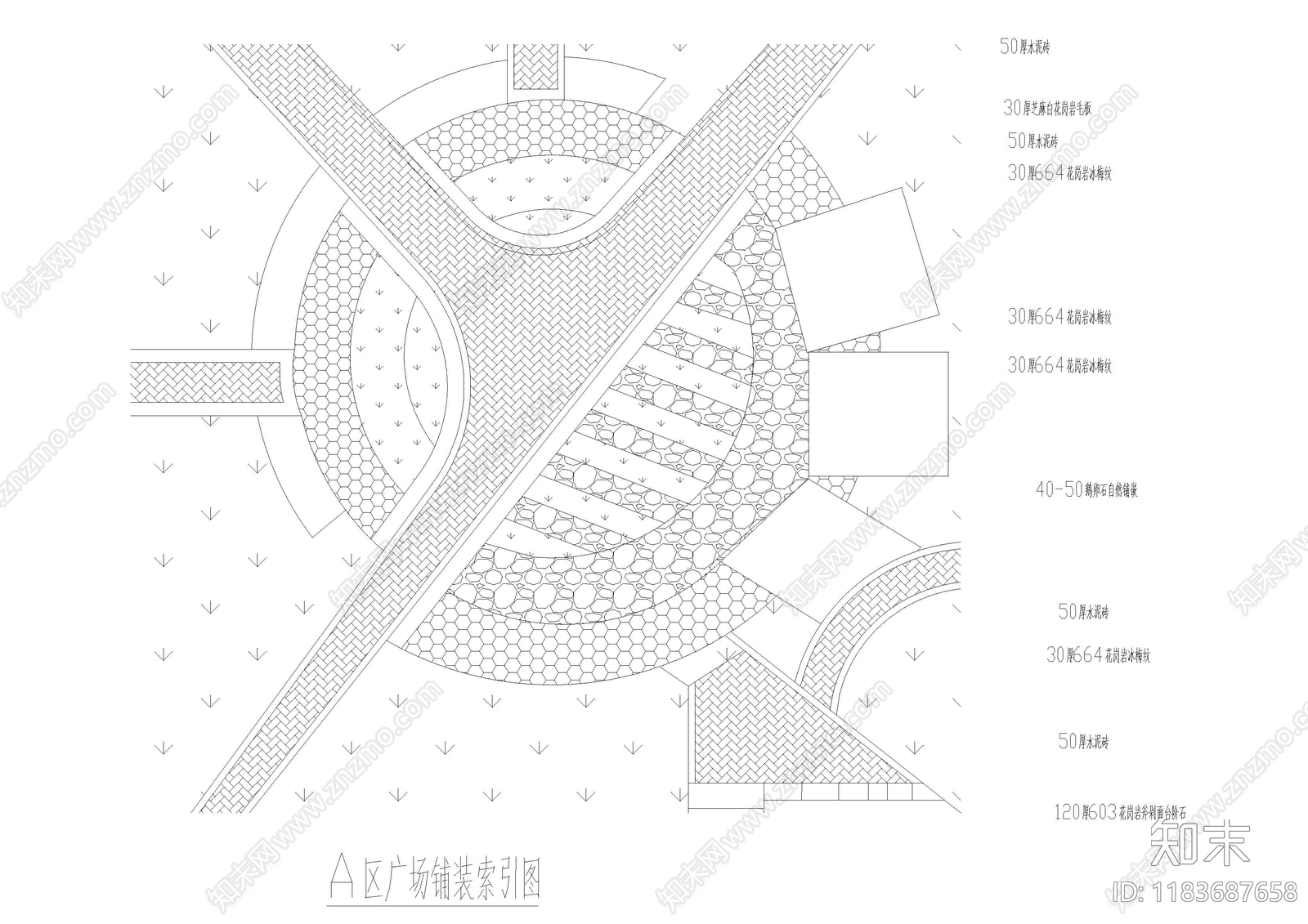 现代新中式广场cad施工图下载【ID:1183687658】