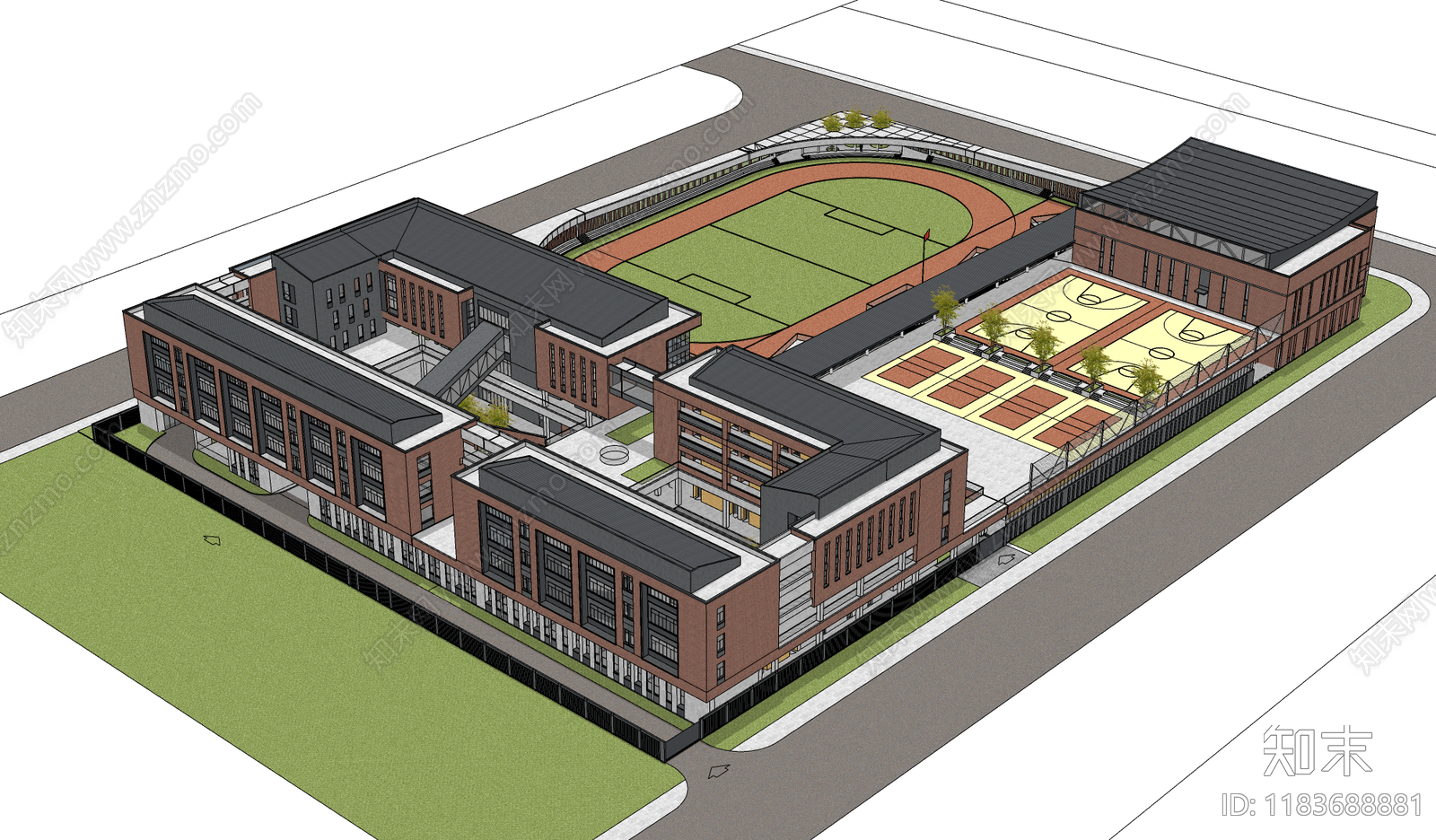 现代学校建筑SU模型下载【ID:1183688881】
