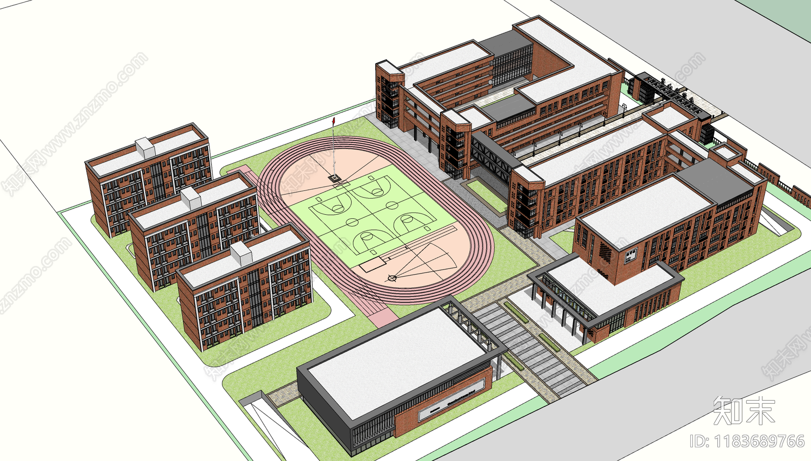 现代学校建筑SU模型下载【ID:1183689766】