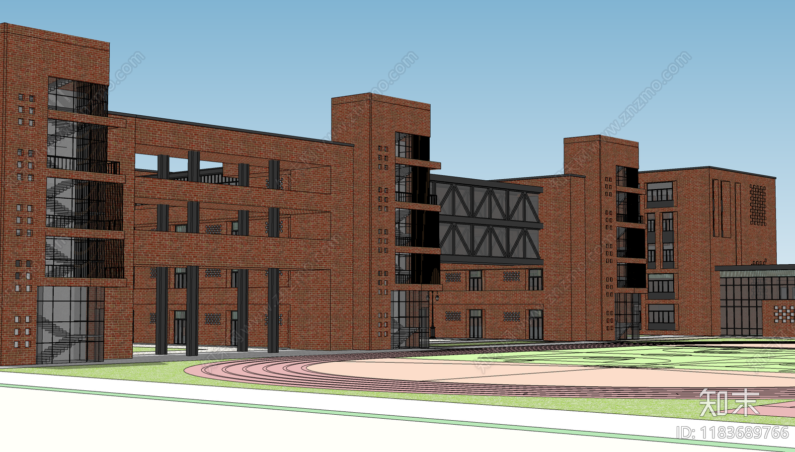 现代学校建筑SU模型下载【ID:1183689766】