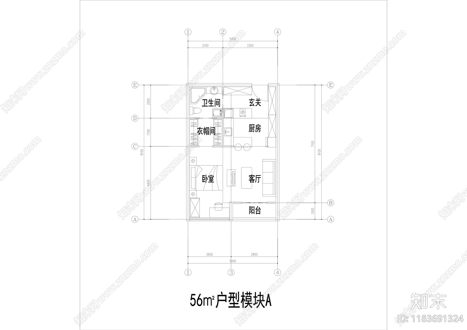 现代住宅楼建筑cad施工图下载【ID:1183691324】