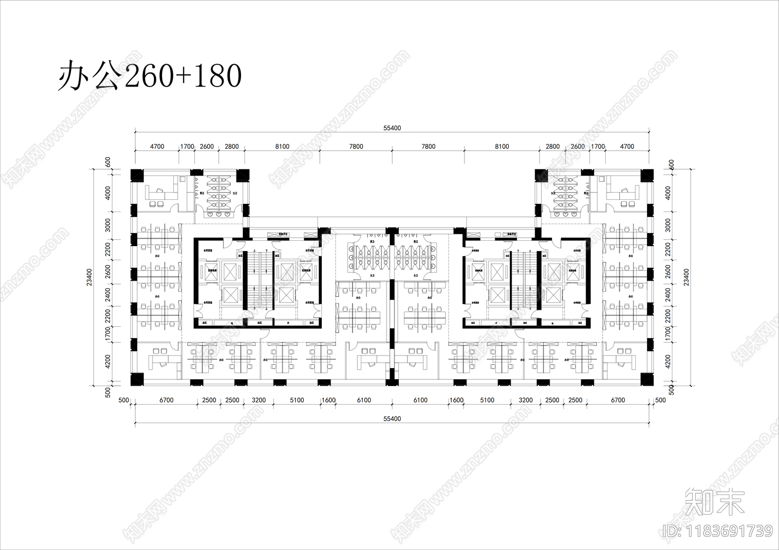 现代办公楼建筑cad施工图下载【ID:1183691739】