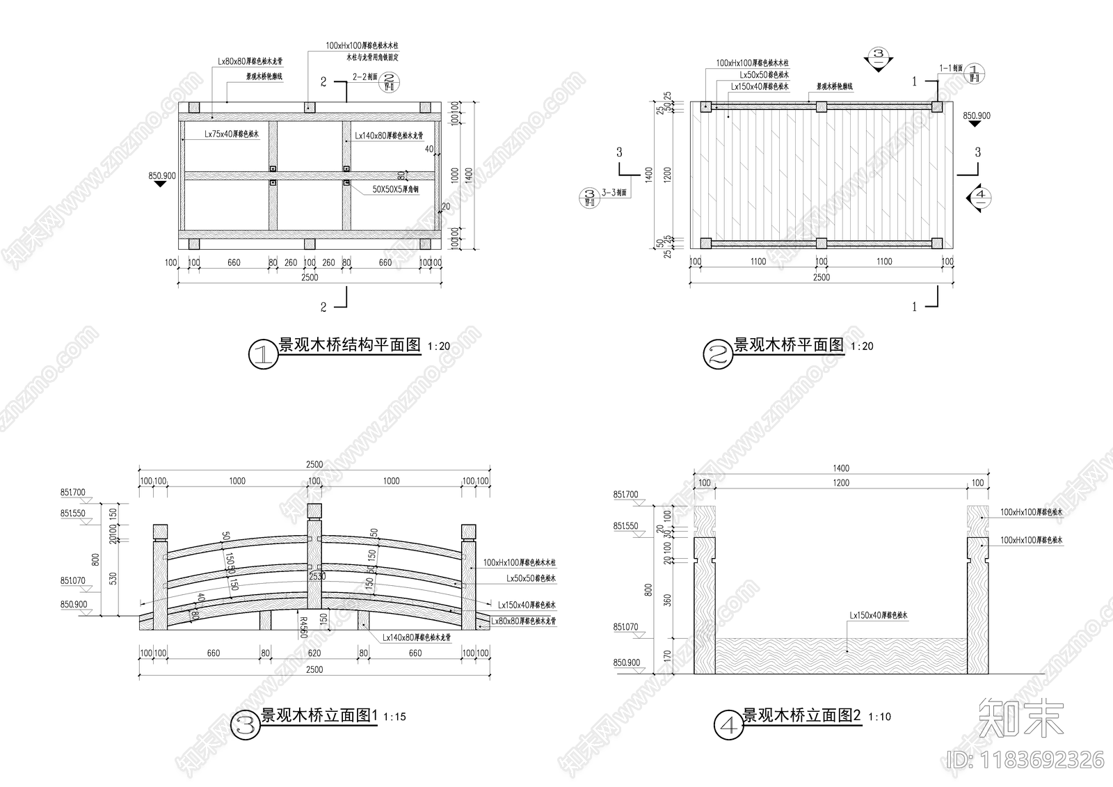 现代景观桥cad施工图下载【ID:1183692326】