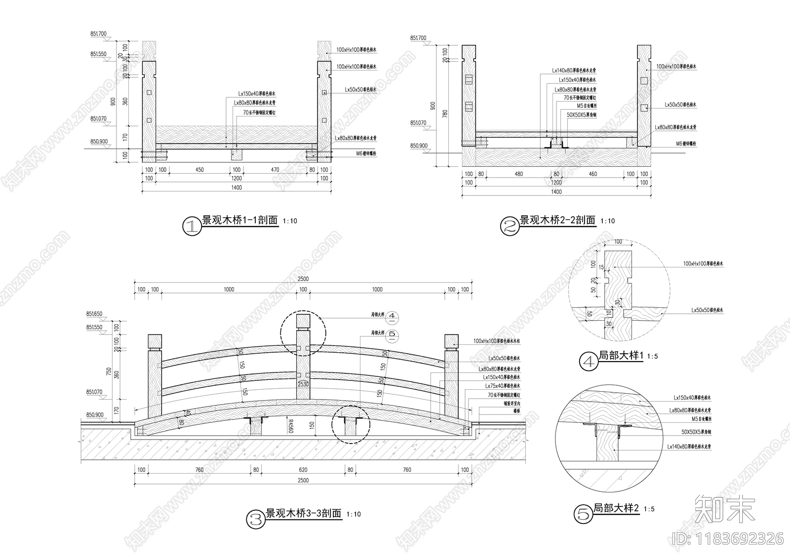 现代景观桥cad施工图下载【ID:1183692326】