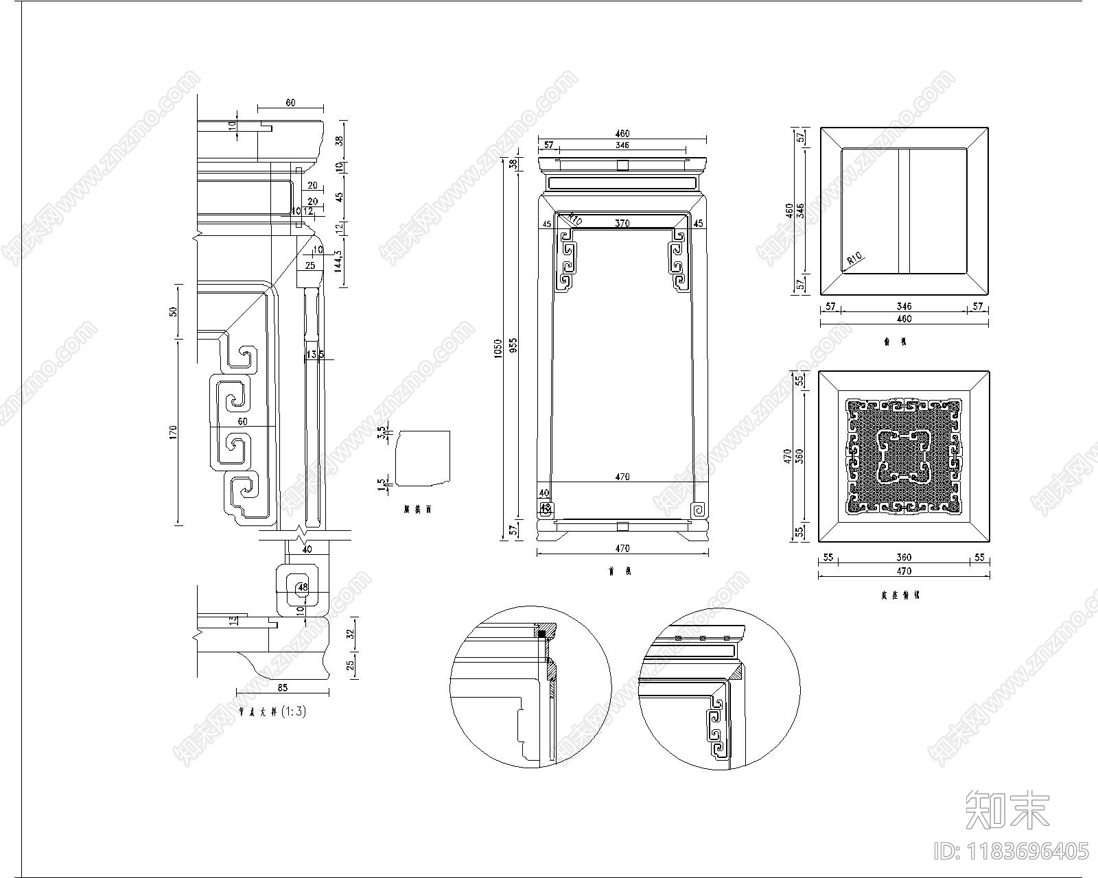 中式综合家具图库cad施工图下载【ID:1183696405】