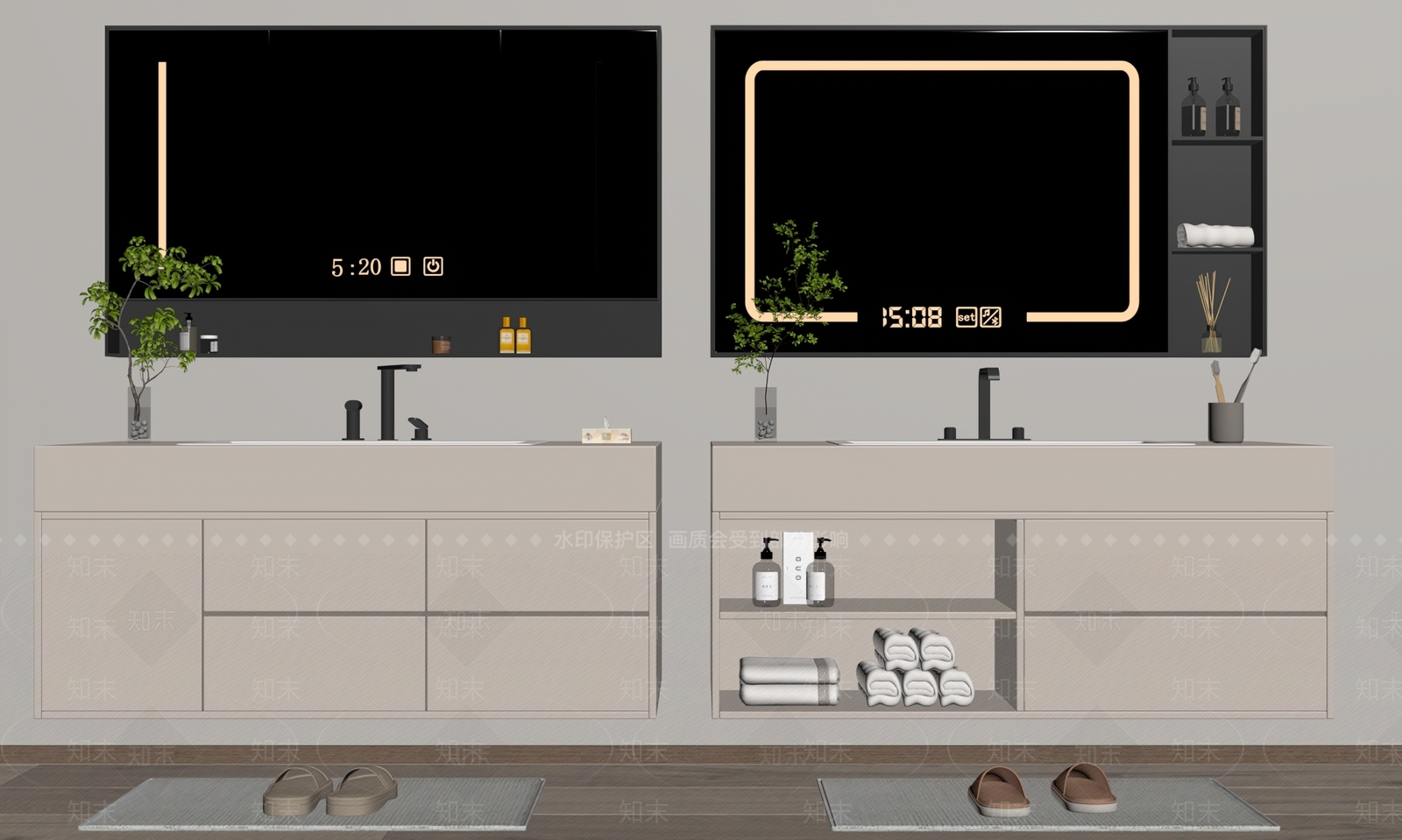 现代浴室柜SU模型下载【ID:1183697654】