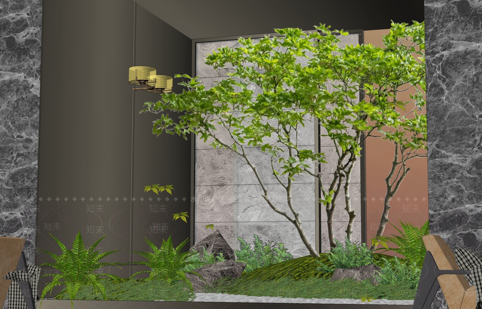 现代别墅庭院SU模型下载【ID:1183698133】