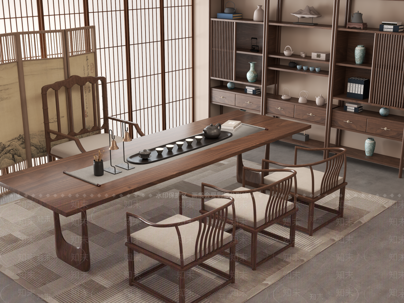 中古侘寂茶室SU模型下载【ID:1183698425】