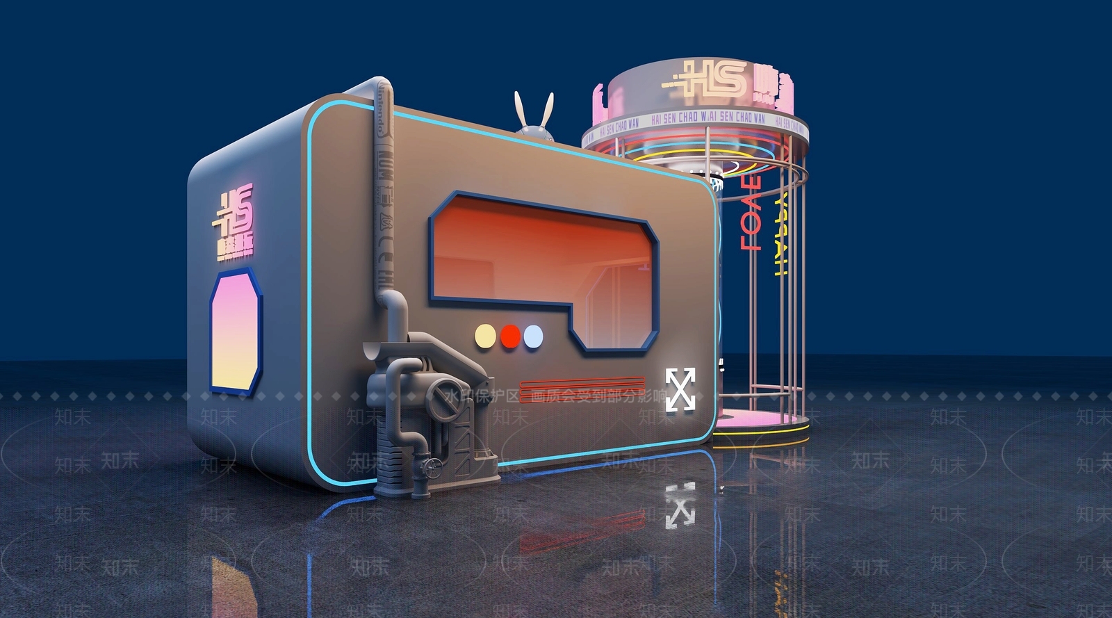 现代工业艺术风格建筑3D模型下载【ID:1183698515】