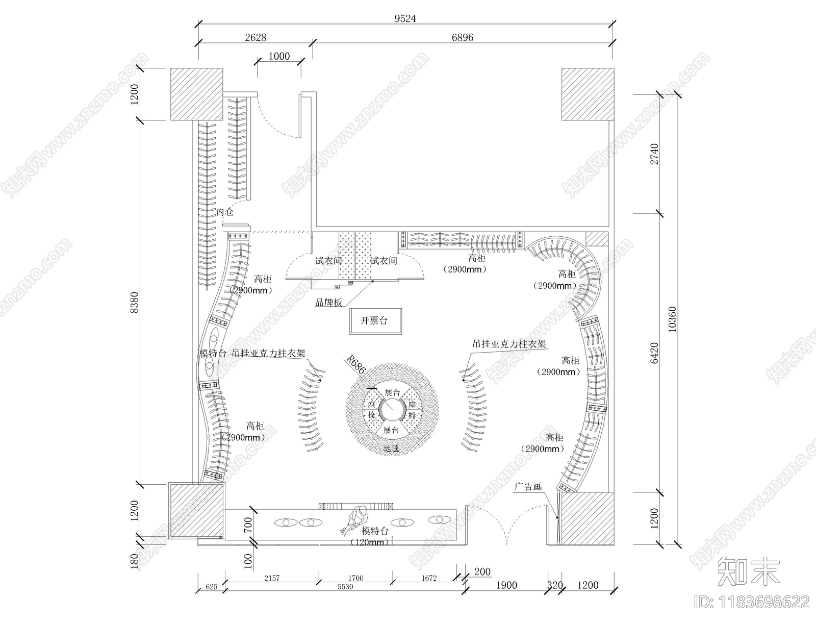 现代服装店cad施工图下载【ID:1183698622】