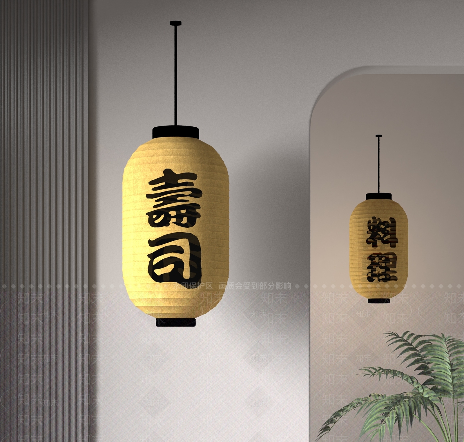 日式轻奢灯笼3D模型下载【ID:1183699747】