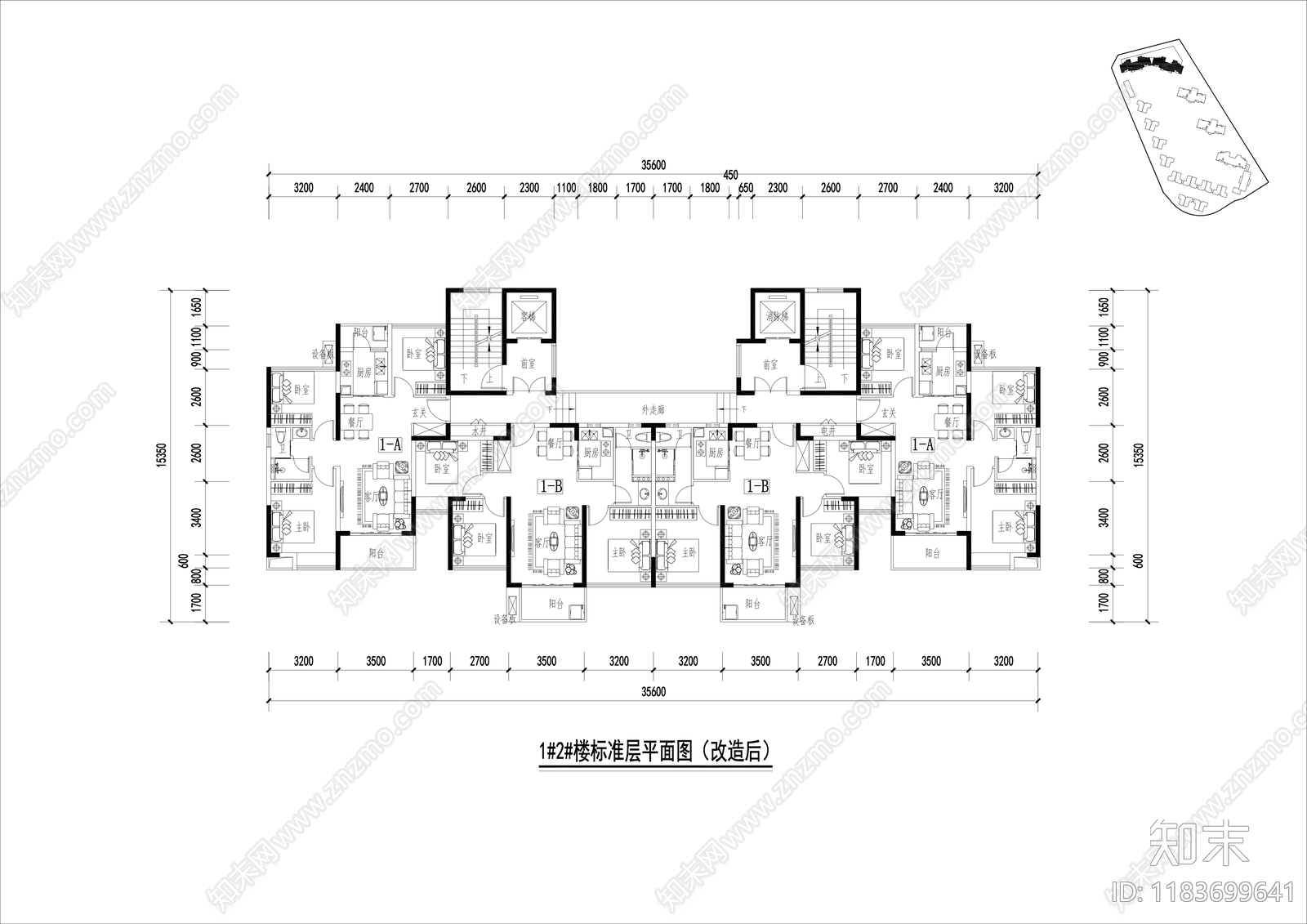 现代住宅楼建筑cad施工图下载【ID:1183699641】