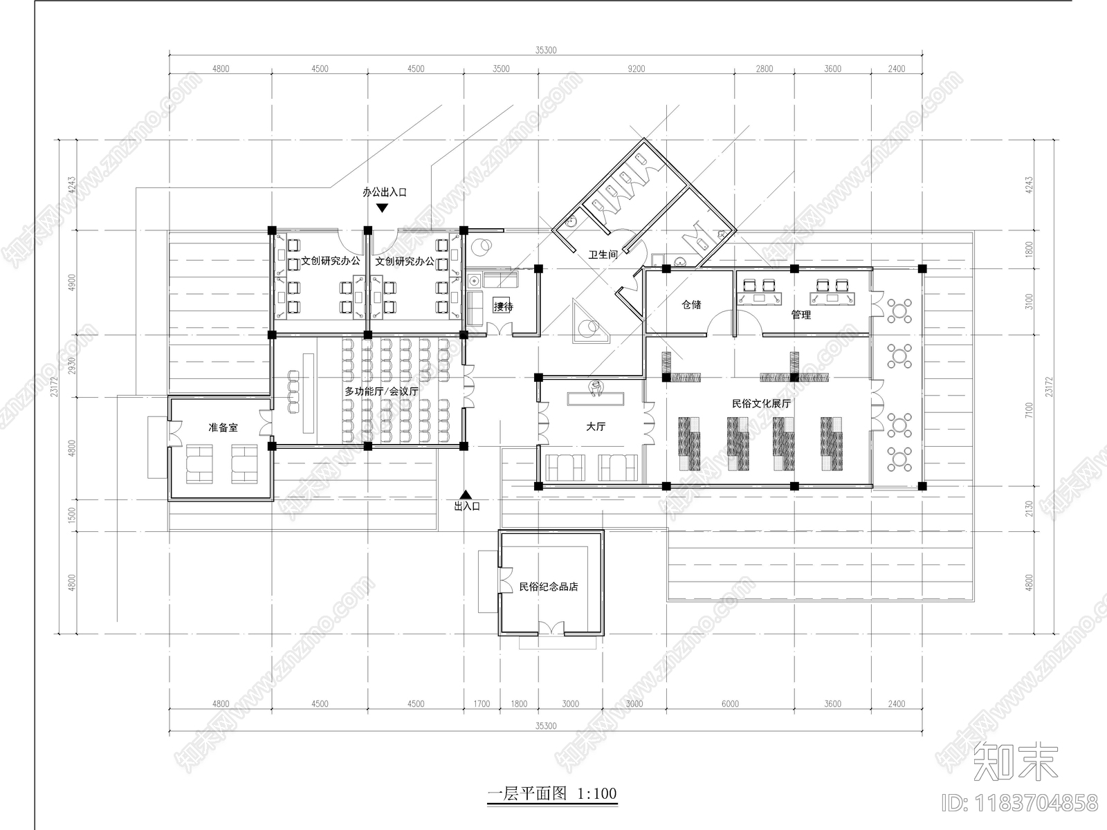 20套文创店特产店礼品店商店店铺CAD施工图纸cad施工图下载【ID:1183704858】