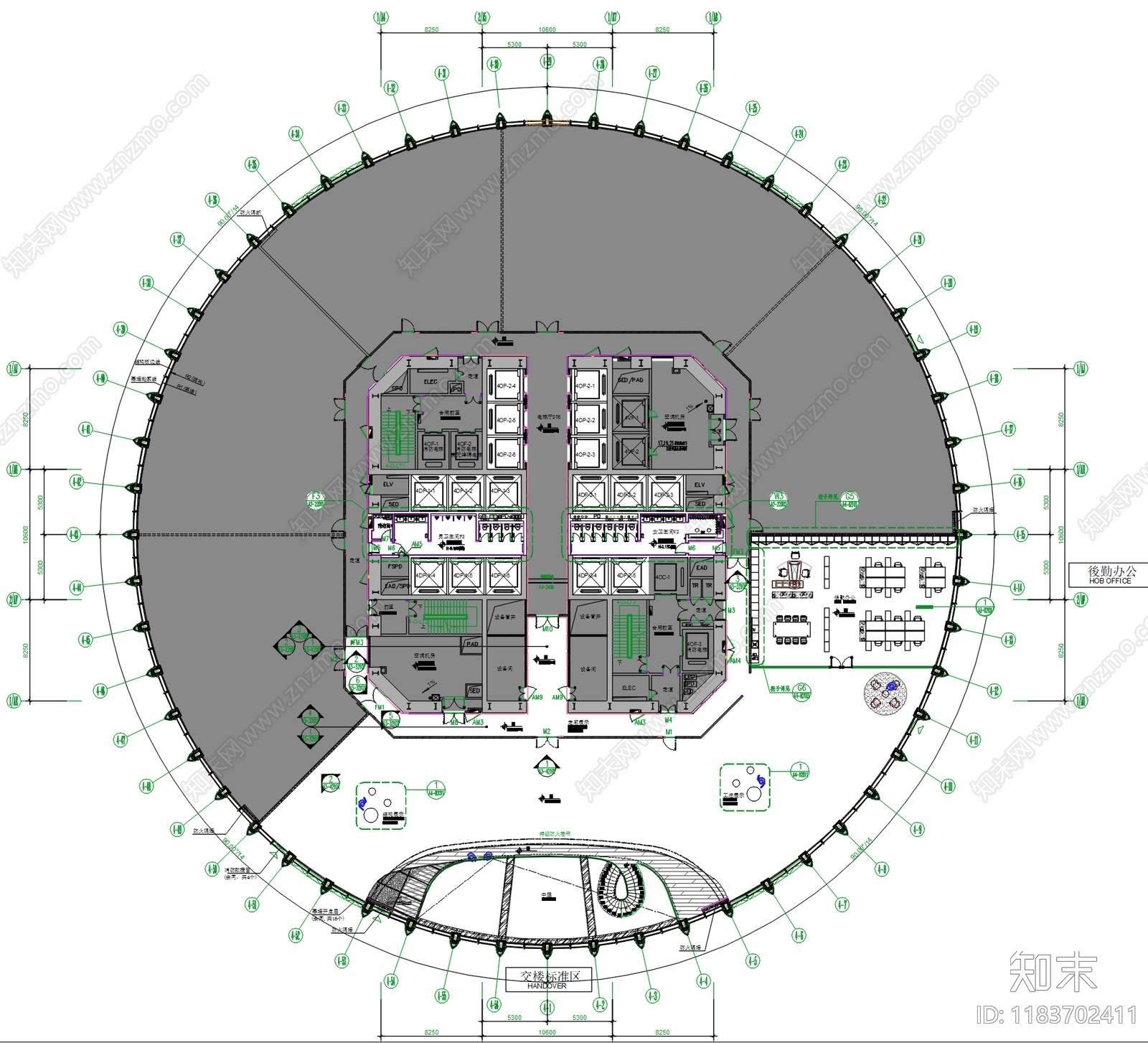 现代整体办公空间cad施工图下载【ID:1183702411】