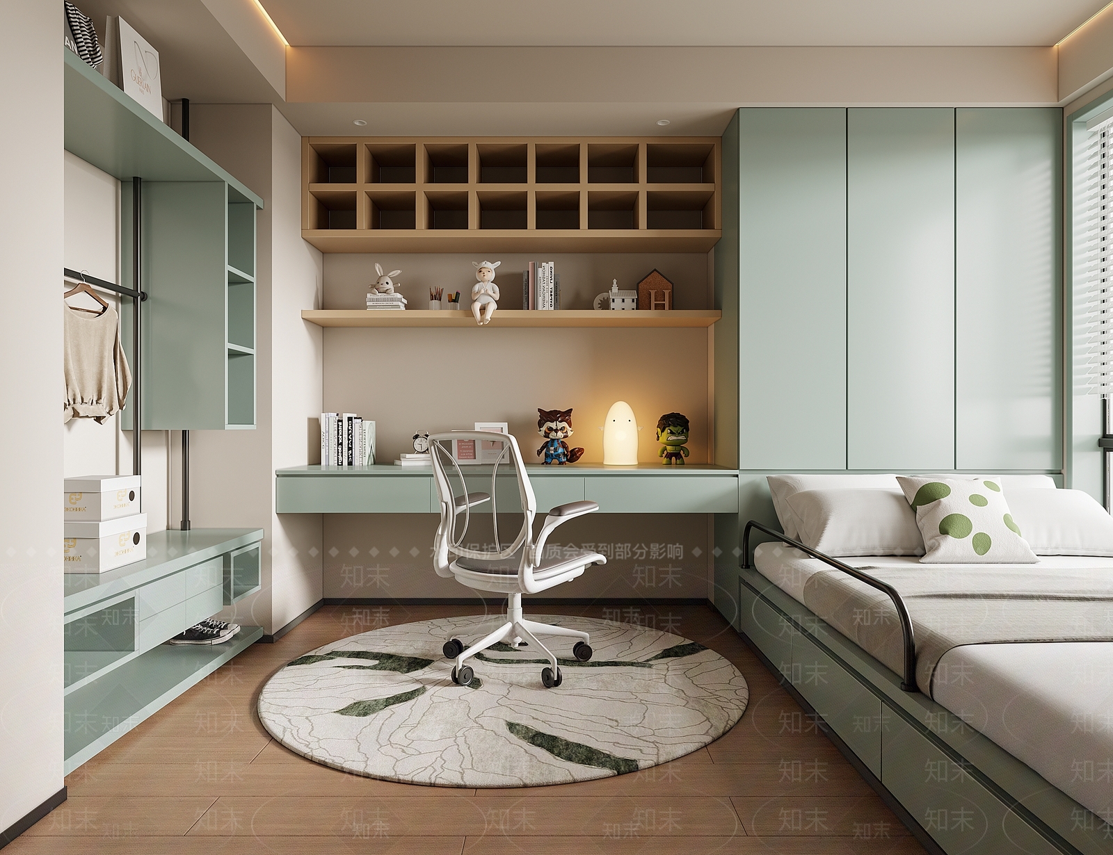 现代简约榻榻米卧室3D模型下载【ID:1183702917】