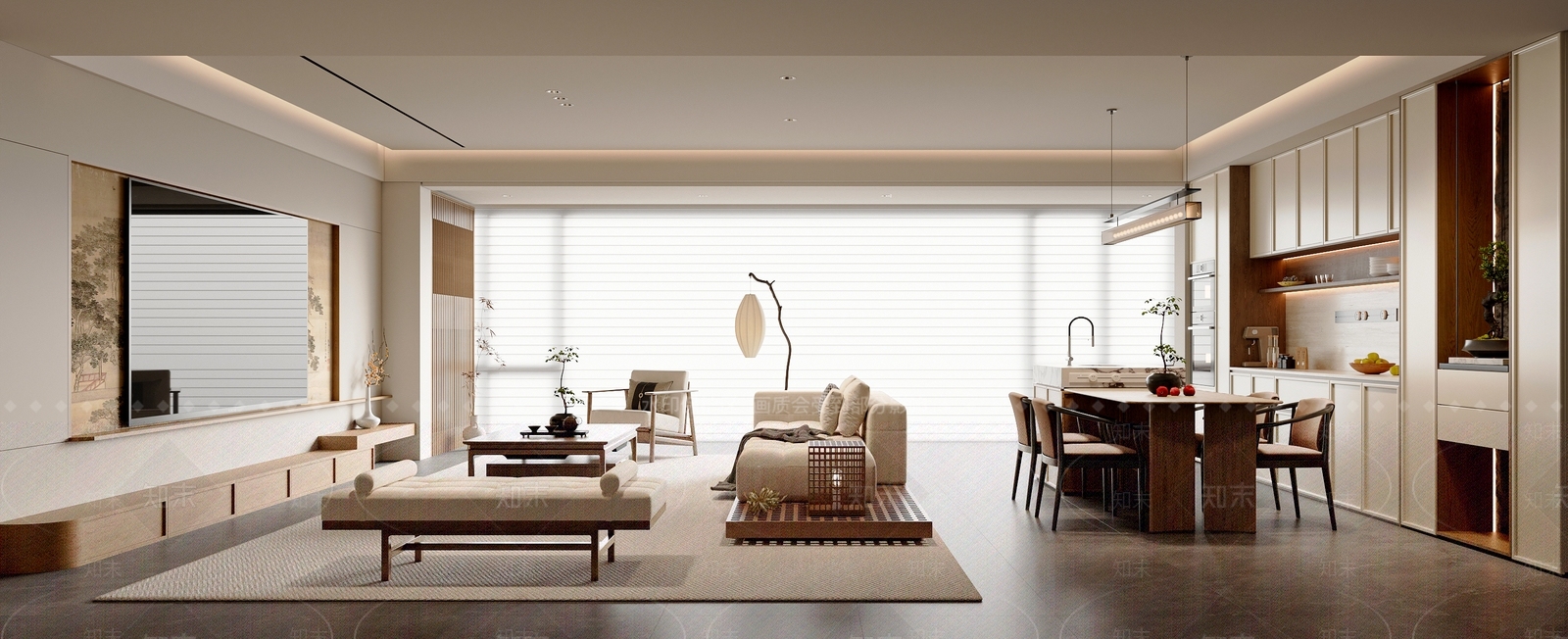 新中式中式客餐厅3D模型下载【ID:1183705592】